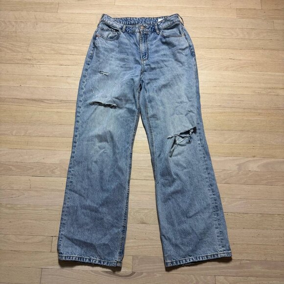 Dynamite Denim - Dynamite High Waist Wide Leg Distressed Denim Jeans Jambe Large 30x32 Blue